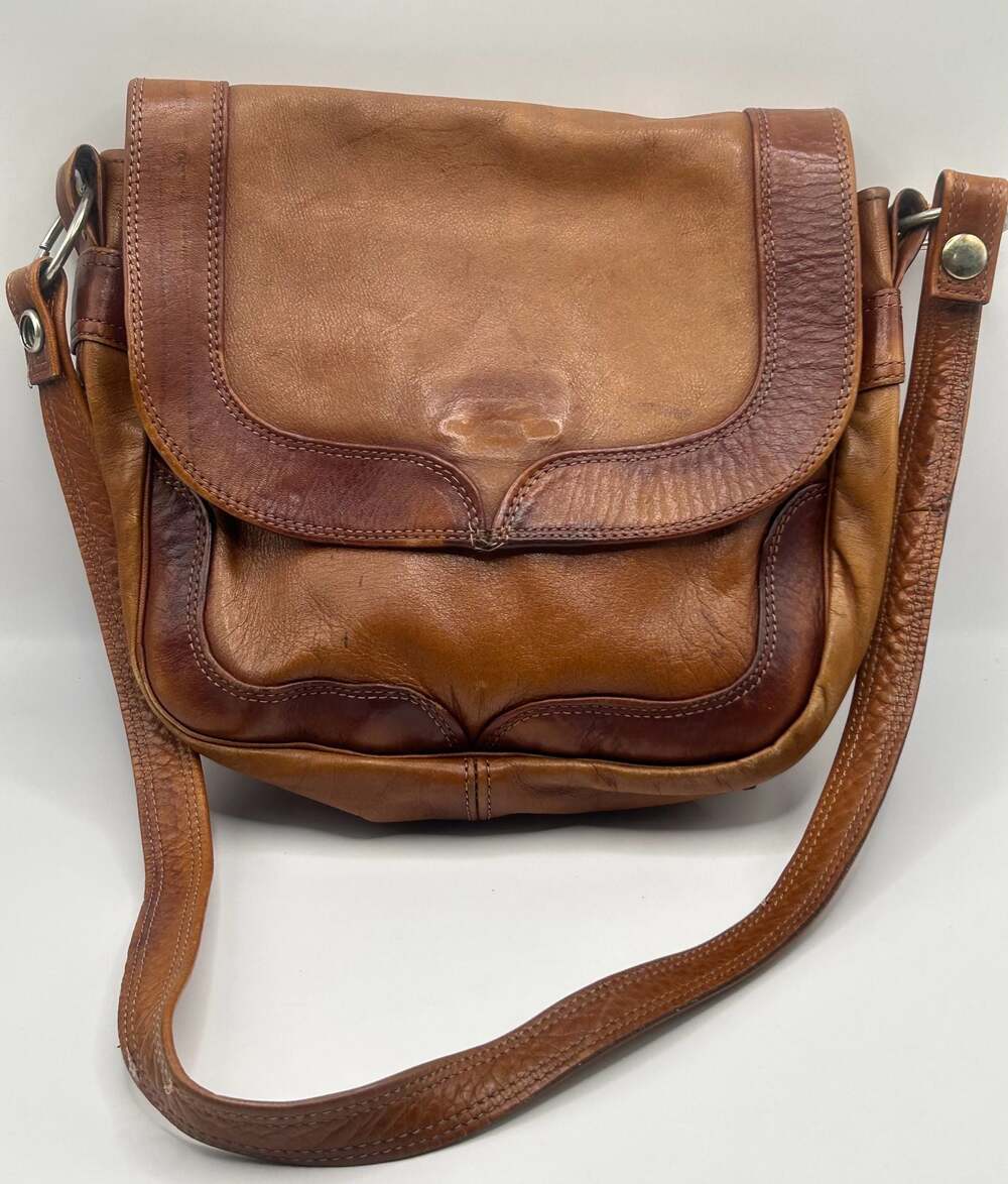 Vintage Brown Leather Crossbody Messenger Bag